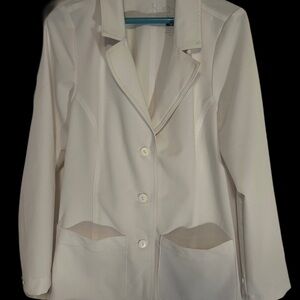 Excel Medical Jacket Blazer Size XS White Flattering Doctor Nurse Technician